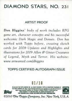 2010 Topps National Chicle - Artist's Proof Signatures #231 Honus Wagner / Don Higgins Back