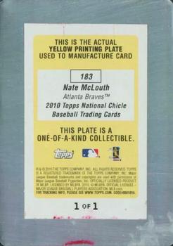 2010 Topps National Chicle - Printing Plates Yellow #183 Nate McLouth Back