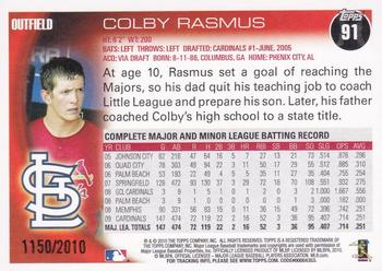 2010 Topps Opening Day - Blue #91 Colby Rasmus Back
