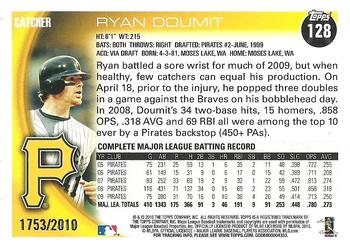 2010 Topps Opening Day - Blue #128 Ryan Doumit Back