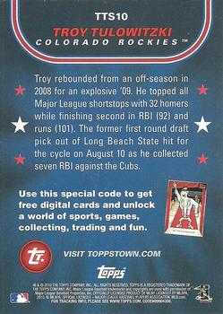 2010 Topps Opening Day - Topps Town Stars #TTS10 Troy Tulowitzki Back