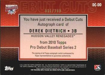 2010 Topps Pro Debut - AFLAC Debut Cut Autographs #DC-DD Derek Dietrich Back