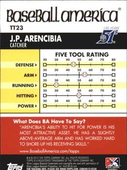 2010 Topps Pro Debut - Baseball America's Tools of the Trade #TT23 J.P. Arencibia Back