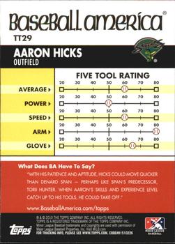 2010 Topps Pro Debut - Baseball America's Tools of the Trade #TT29 Aaron Hicks Back