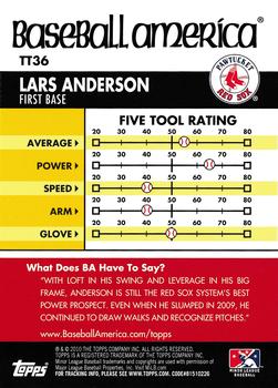 2010 Topps Pro Debut - Baseball America's Tools of the Trade #TT36 Lars Anderson Back