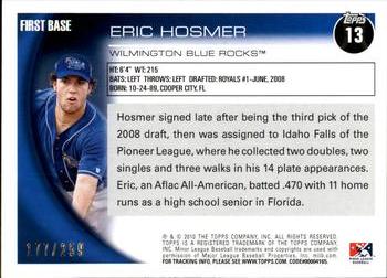 2010 Topps Pro Debut - Blue #13 Eric Hosmer Back