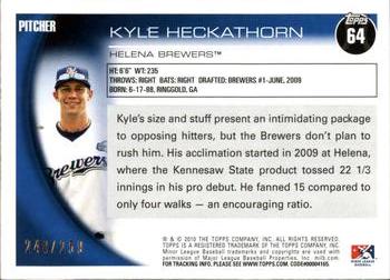 2010 Topps Pro Debut - Blue #64 Kyle Heckathorn Back
