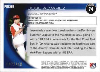 2010 Topps Pro Debut - Blue #74 Jose Alvarez Back
