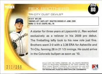 2010 Topps Pro Debut - Blue #80 Rex Brothers Back