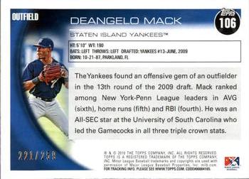 2010 Topps Pro Debut - Blue #106 DeAngelo Mack Back