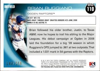 2010 Topps Pro Debut - Blue #110 Brian Ruggiano Back
