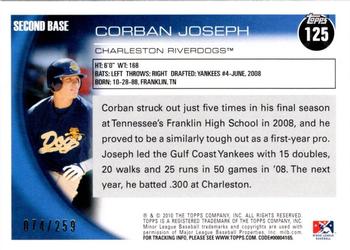 2010 Topps Pro Debut - Blue #125 Corban Joseph Back