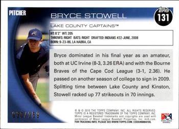 2010 Topps Pro Debut - Blue #131 Bryce Stowell Back