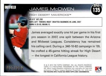 2010 Topps Pro Debut - Blue #135 James McOwen Back