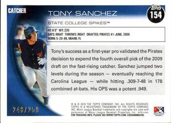 2010 Topps Pro Debut - Blue #154 Tony Sanchez Back