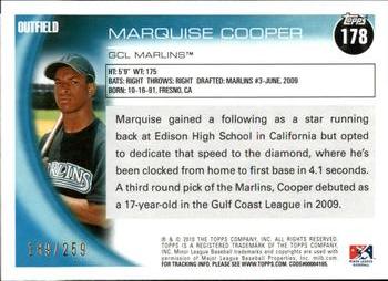 2010 Topps Pro Debut - Blue #178 Marquise Cooper Back