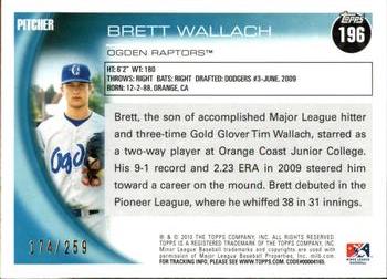 2010 Topps Pro Debut - Blue #196 Brett Wallach Back