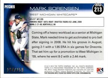 2010 Topps Pro Debut - Blue #213 Mark Sorensen Back