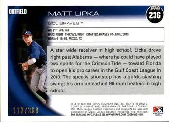 2010 Topps Pro Debut - Blue #236 Matt Lipka Back