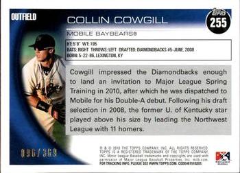 2010 Topps Pro Debut - Blue #255 Collin Cowgill Back
