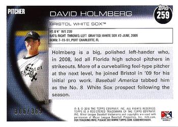 2010 Topps Pro Debut - Blue #259 David Holmberg Back