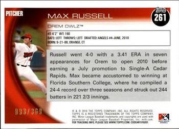 2010 Topps Pro Debut - Blue #261 Max Russell Back
