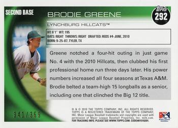 2010 Topps Pro Debut - Blue #292 Brodie Greene Back