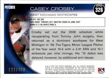 2010 Topps Pro Debut - Blue #326 Casey Crosby Back