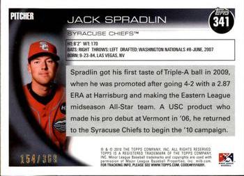 2010 Topps Pro Debut - Blue #341 Jack Spradlin Back