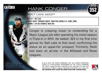 2010 Topps Pro Debut - Blue #352 Hank Conger Back