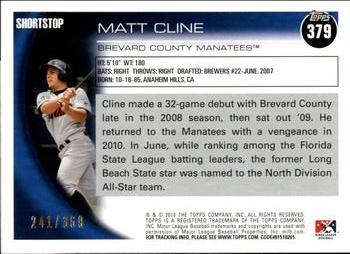 2010 Topps Pro Debut - Blue #379 Matt Cline Back