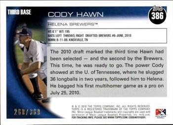 2010 Topps Pro Debut - Blue #386 Cody Hawn Back