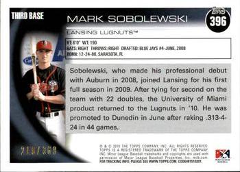 2010 Topps Pro Debut - Blue #396 Mark Sobolewski Back
