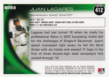 2010 Topps Pro Debut - Blue #412 Juan Lagares Back