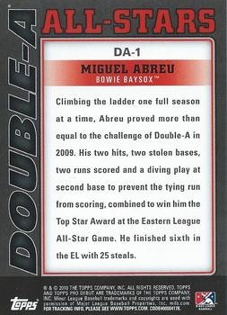 2010 Topps Pro Debut - Double-A All-Stars #DA-1 Miguel Abreu Back