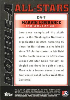 2010 Topps Pro Debut - Double-A All-Stars #DA-7 Marvin Lowrance Back