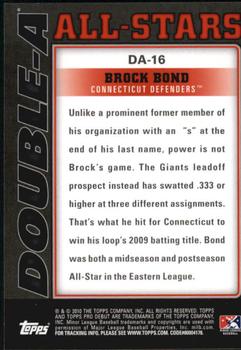 2010 Topps Pro Debut - Double-A All-Stars #DA-16 Brock Bond Back