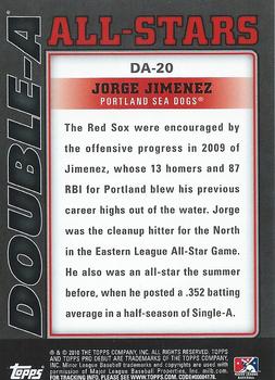 2010 Topps Pro Debut - Double-A All-Stars #DA-20 Jorge Jimenez Back
