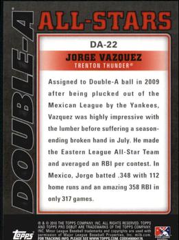 2010 Topps Pro Debut - Double-A All-Stars #DA-22 Jorge Vazquez Back