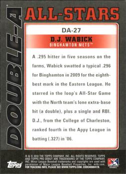 2010 Topps Pro Debut - Double-A All-Stars #DA-27 D.J. Wabick Back