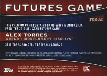 2010 Topps Pro Debut - Futures Game Relic #FGR-AT Alex Torres Back