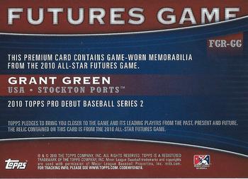 2010 Topps Pro Debut - Futures Game Relic #FGR-GG Grant Green Back