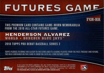 2010 Topps Pro Debut - Futures Game Relic #FGR-HA Henderson Alvarez Back
