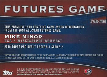 2010 Topps Pro Debut - Futures Game Relic #FGR-MM Mike Minor Back