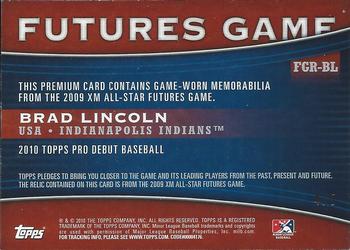 2010 Topps Pro Debut - Futures Game Patch #FGR-BL Brad Lincoln Back