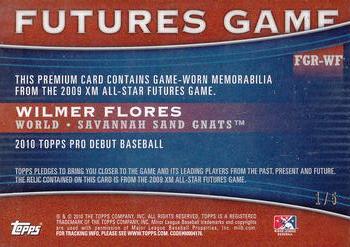 2010 Topps Pro Debut - Futures Game Patch #FGR-WF Wilmer Flores Back