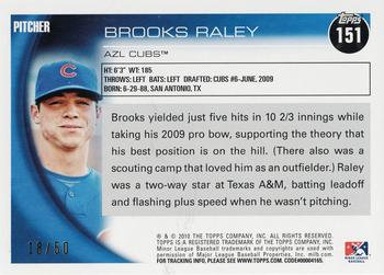2010 Topps Pro Debut - Gold #151 Brooks Raley Back