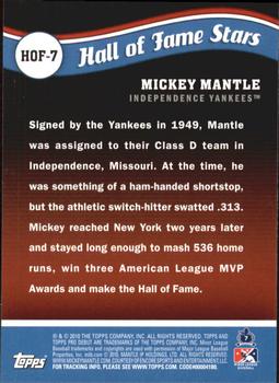 2010 Topps Pro Debut - Hall of Fame Stars #HOF-7 Mickey Mantle Back