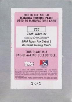 2010 Topps Pro Debut - Printing Plates Magenta #230 Zach Wheeler Back