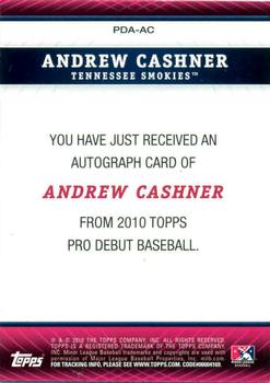 2010 Topps Pro Debut - Prospect Autographs #PDA-AC Andrew Cashner Back